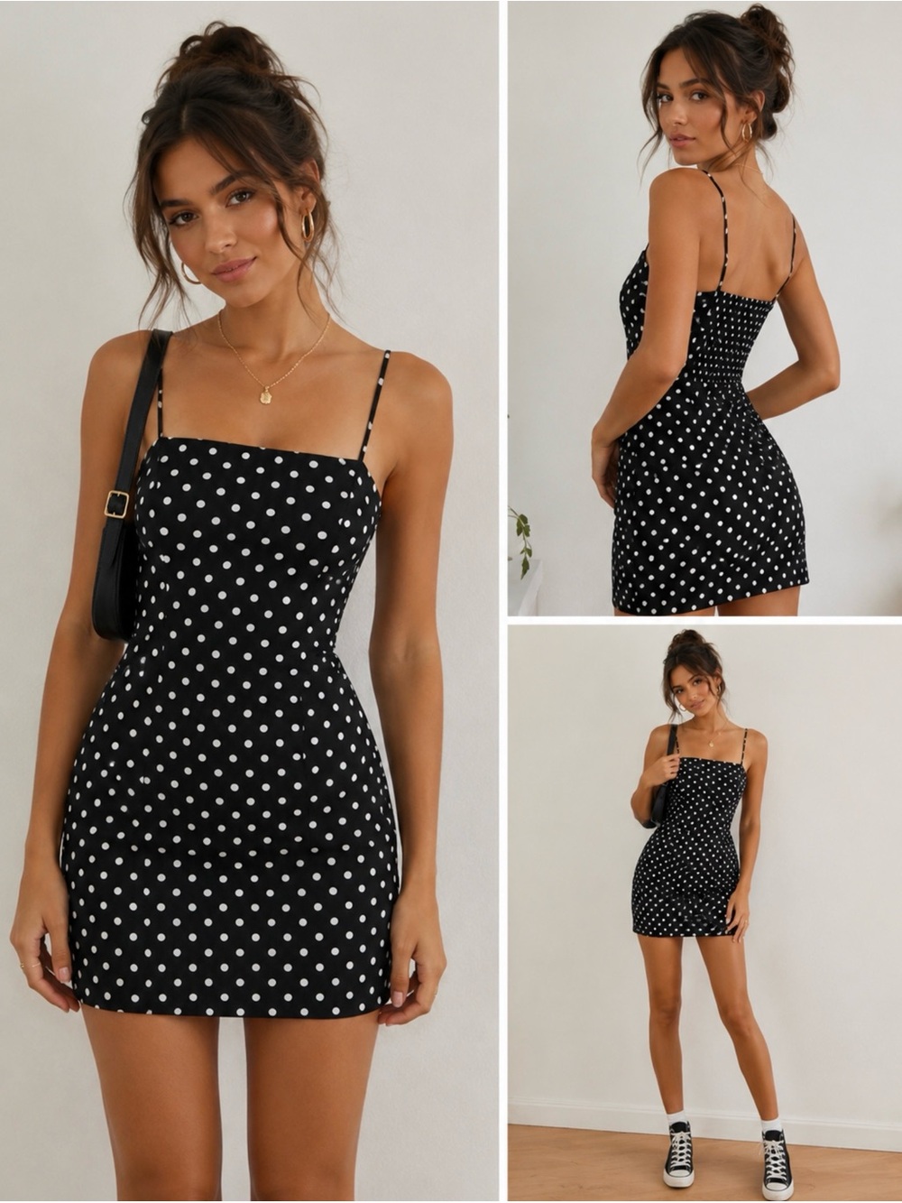 Urban Outfitters Black White Polka Dot Slip Dress Size M